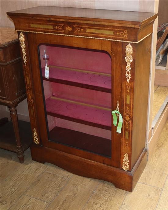 A late 19th century gilt metal mounted walnut pier cabinet H.102cm